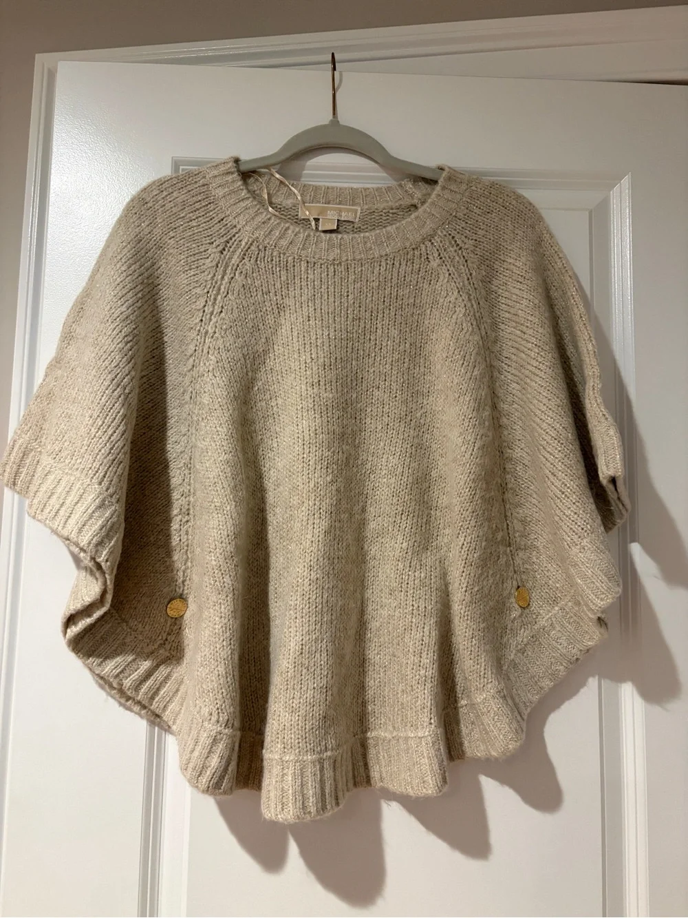 Michael Kors Cozy Cream Knit Poncho Sweater - Women's